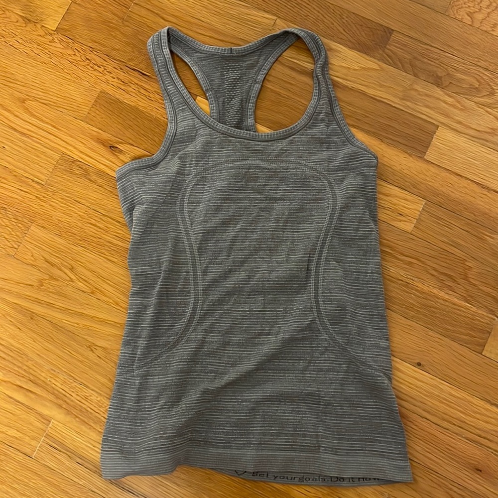 lululemon athletica Heather Gray Striped Racerback Tank